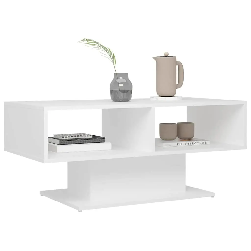 Coffee Table White Modern Storage Shelf
