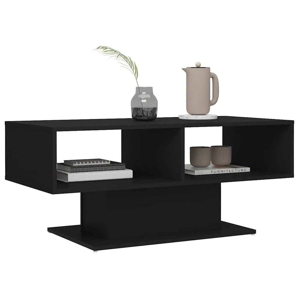 Black Coffee Table with Storage Shelf 1035x500x445mm for Living Room or Bedroom