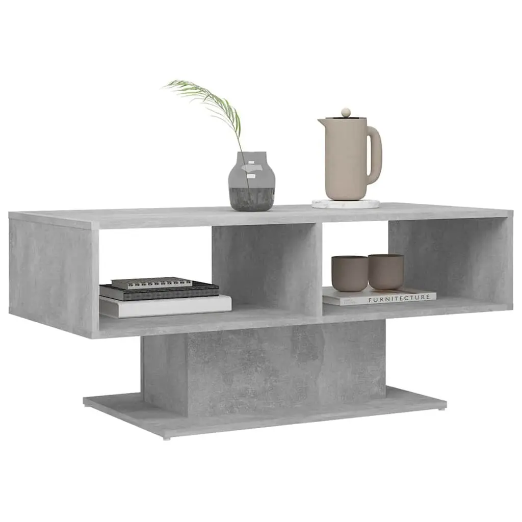 Coffee Table Grey Engineered Wood Storage Shelf Modern Living Room Furniture
