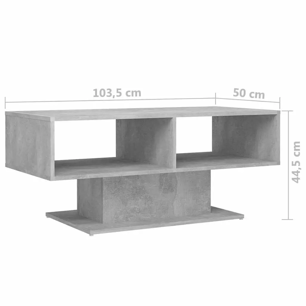 Coffee Table Grey Engineered Wood Storage Shelf Modern Living Room Furniture