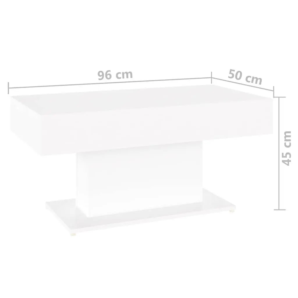 Coffee Table White Engineered Wood 96x50x45cm Durable Construction Easy to Clean