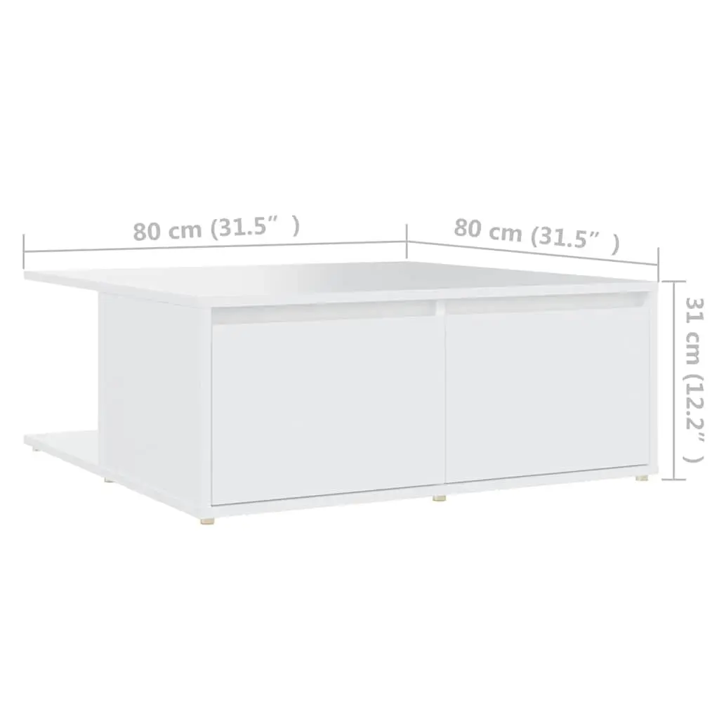 Coffee Table White 80x80x31cm with Storage Drawers and Compartments