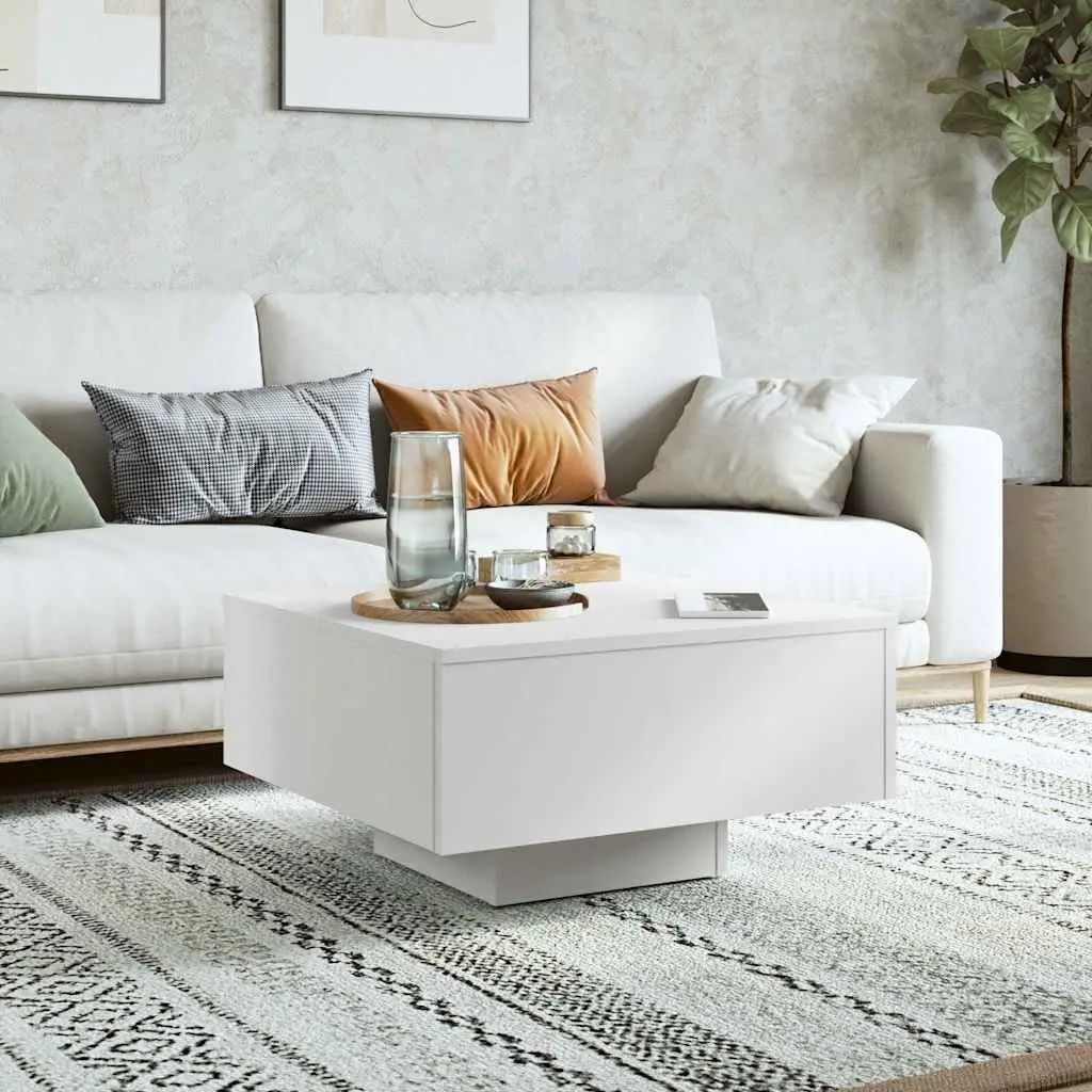 Coffee Table White Engineered Wood 60x60x31.5 cm Stable Durable Easy to Clean Living Room Centre