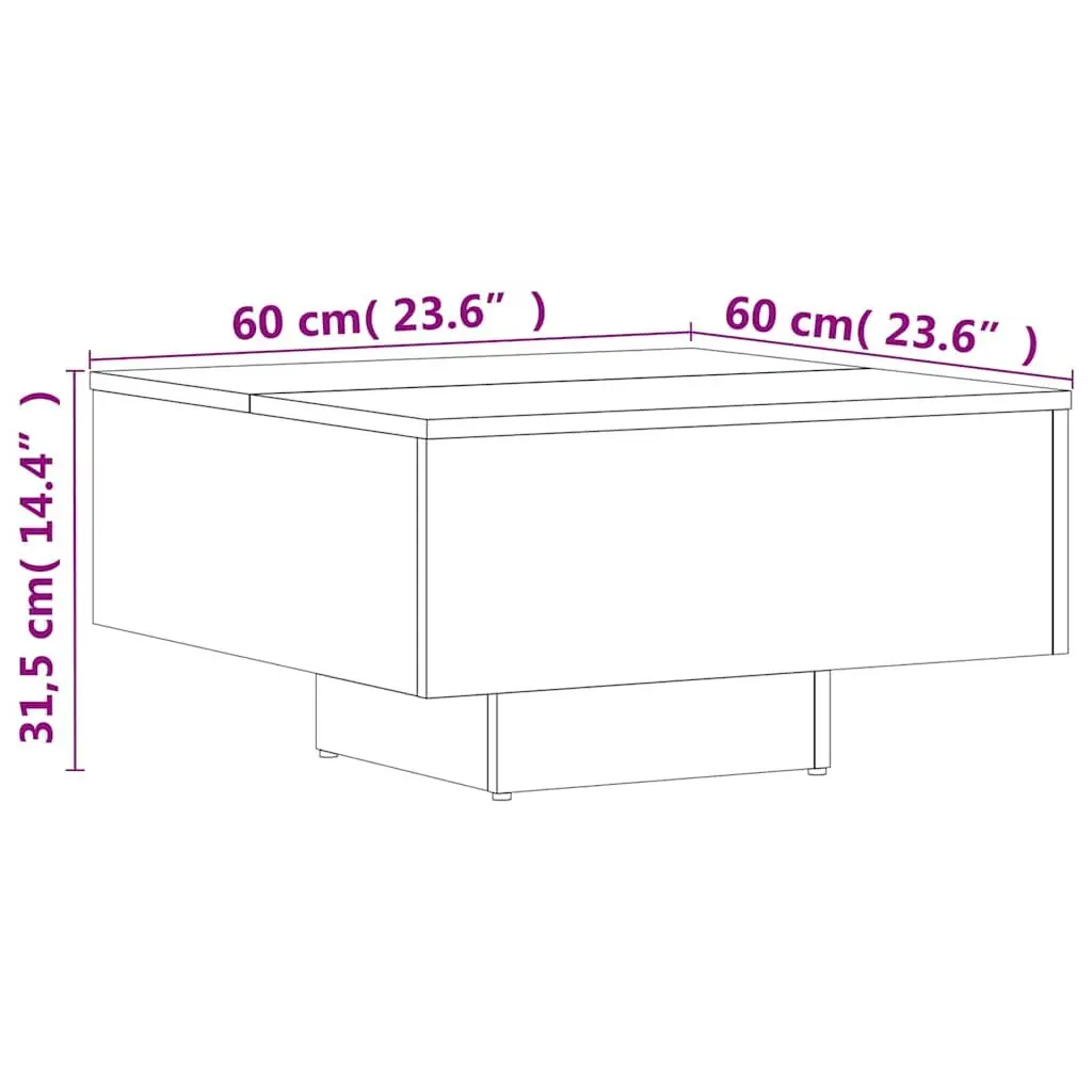 Coffee Table White Engineered Wood 60x60x31.5 cm Stable Durable Easy to Clean Living Room Centre