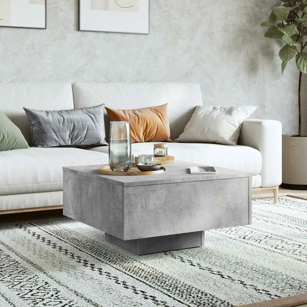 Coffee Table Grey Accent Living Room Modern Engineered Wood Design 60x60x31.5cm