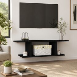 Black Floating TV Cabinet for Wall Mounting