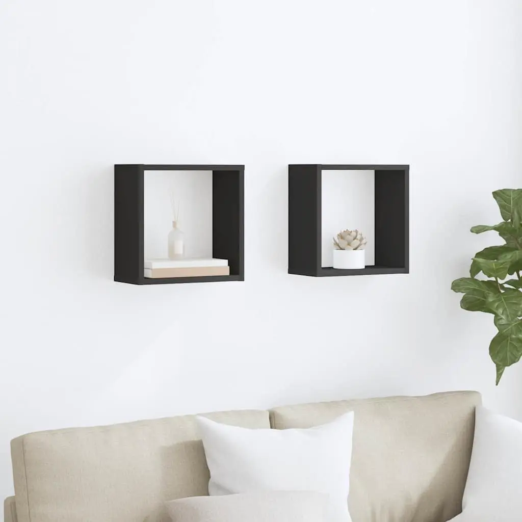 Wall Cube Shelves Grey 30x15x30cm Floating Storage Display Set