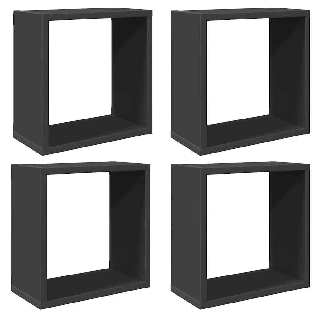 Wall Cube Shelves Grey 4 Piece Floating Storage Display Hanging Organiser