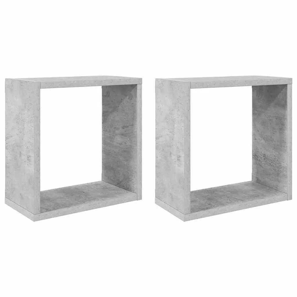 Wall Cube Shelves Grey 30 x 15 x 30 cm Floating Storage Display Organiser 2 Piece