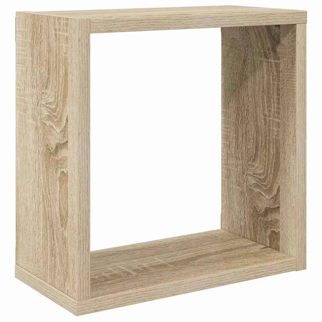 Wall Cube Shelves White Sonoma Oak 30x15x30cm Floating Storage Display Organizer 2 Pieces
