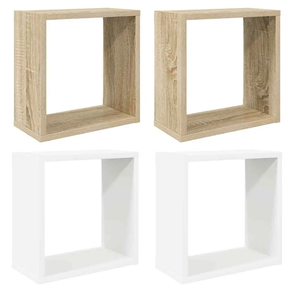 Wall Cube Shelves White 30x15x30 cm Floating Storage Display Organizer 4 Piece