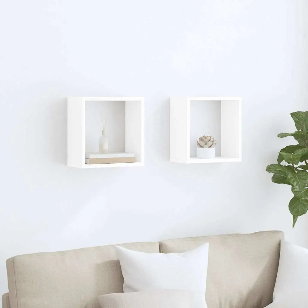 Wall Cube Shelves White 30x15x30 cm Floating Storage Display 2 pcs