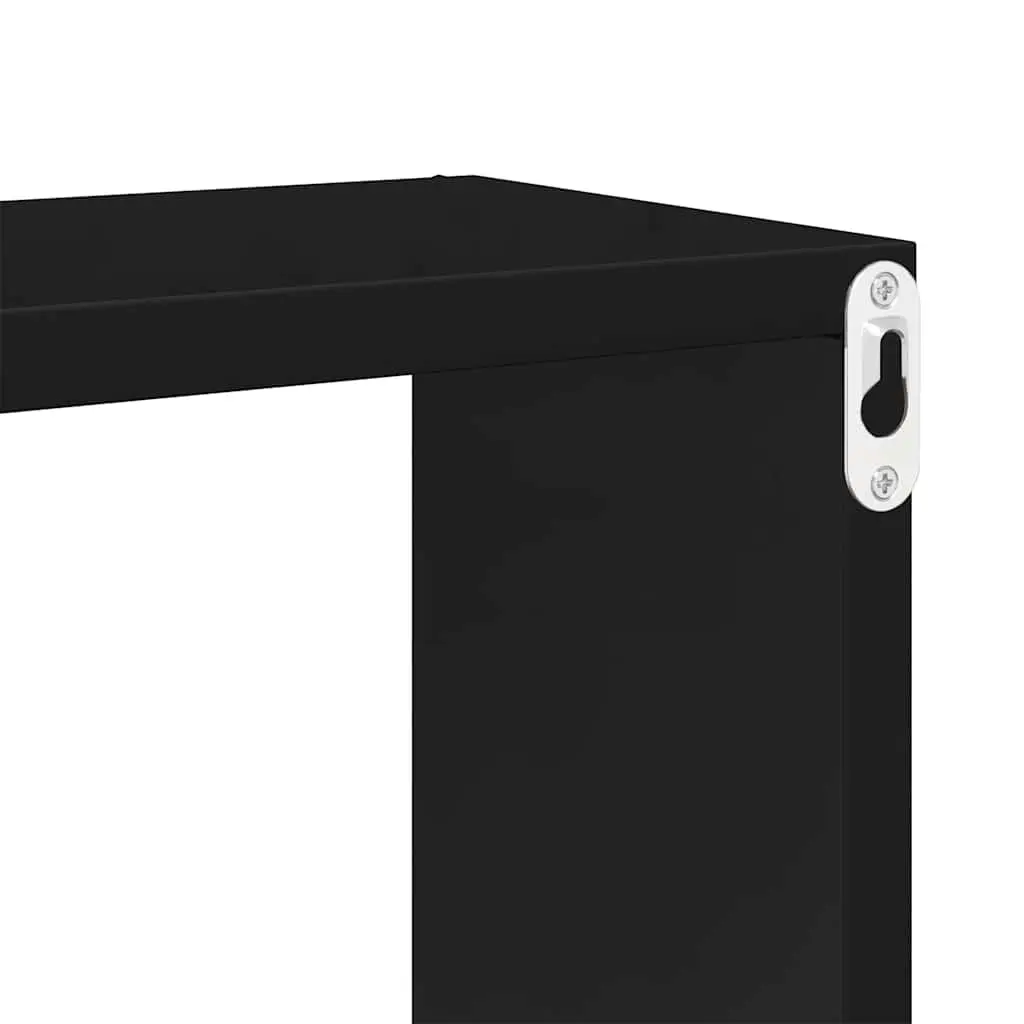 Wall Cube Shelves High Gloss Black 30x15x30 cm Floating Storage Display 2 Piece
