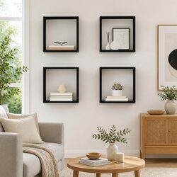 Black Floating Shelves for Easy Display