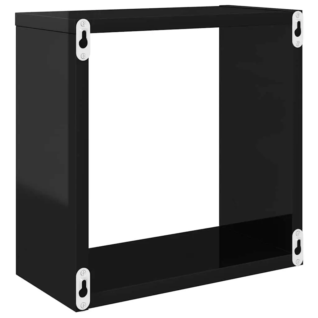 Wall Cube Shelves Black 30x15x30cm Floating Storage Display Set
