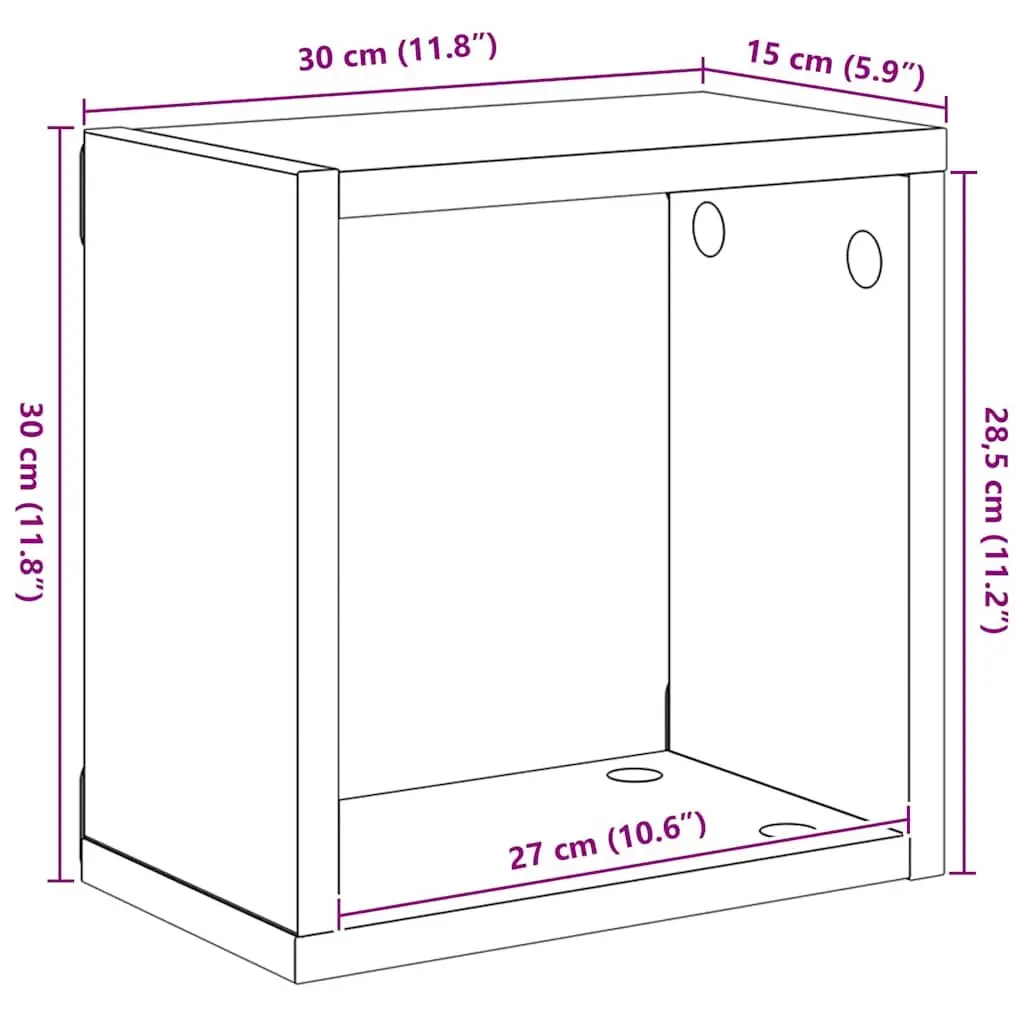 Wall Cube Shelves Black 30x15x30cm Floating Storage Display Set