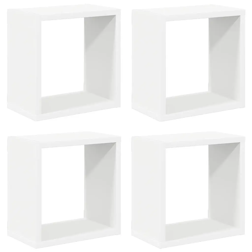 Wall Cube Shelves White 4 Piece Floating Storage Display Organiser
