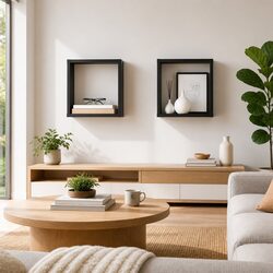 Grey Floating Wall Cube Shelves - Perfect for Storage
