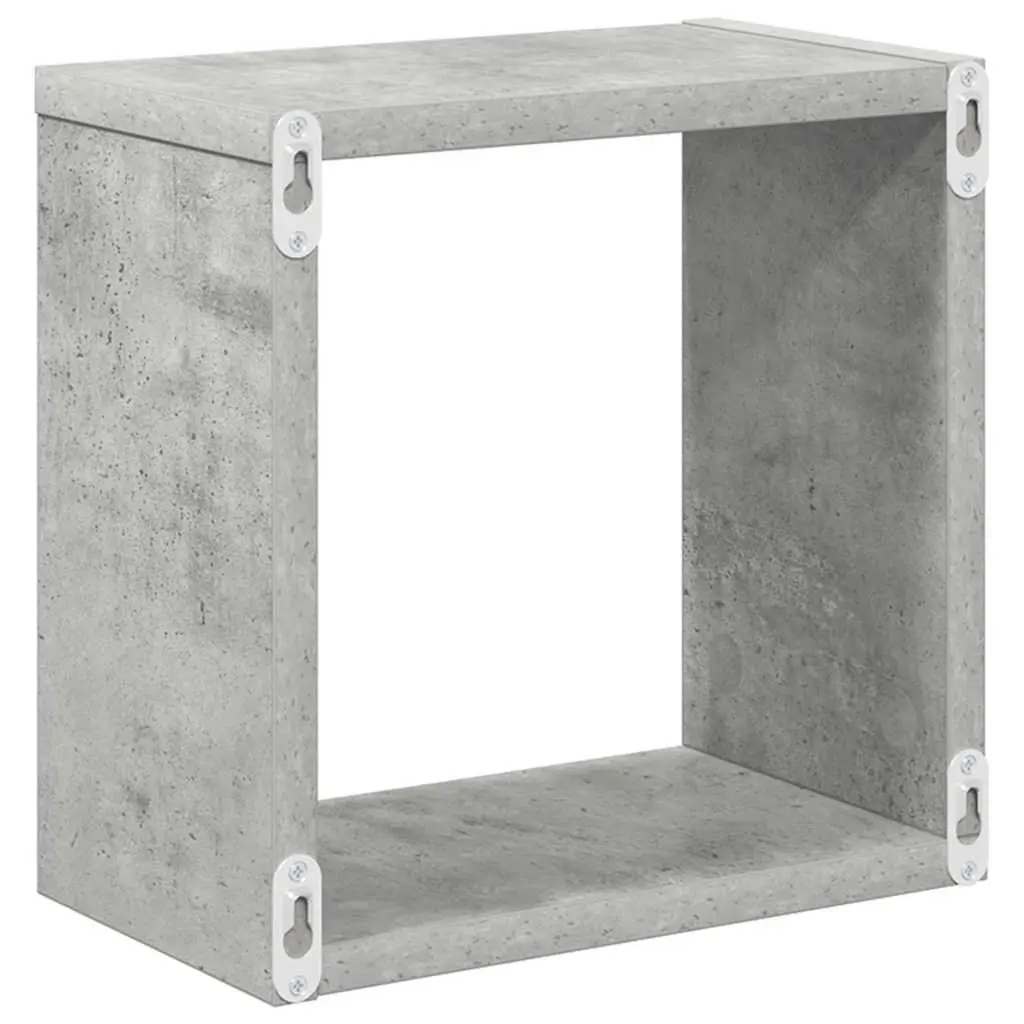 Wall Cube Shelves Grey 26x15x26cm Floating Storage Display Organiser Set 2 Pieces