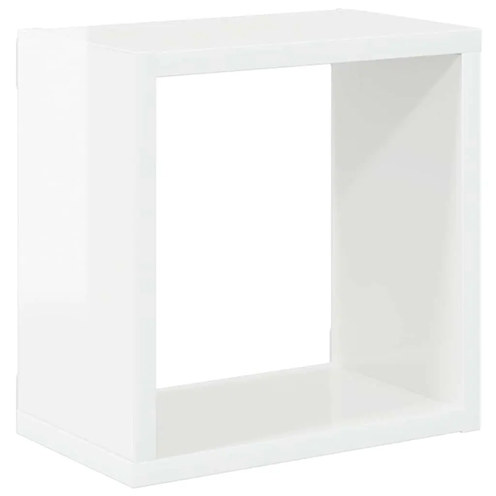Wall Cube Shelves High Gloss White 4 Piece Set Floating Storage Display