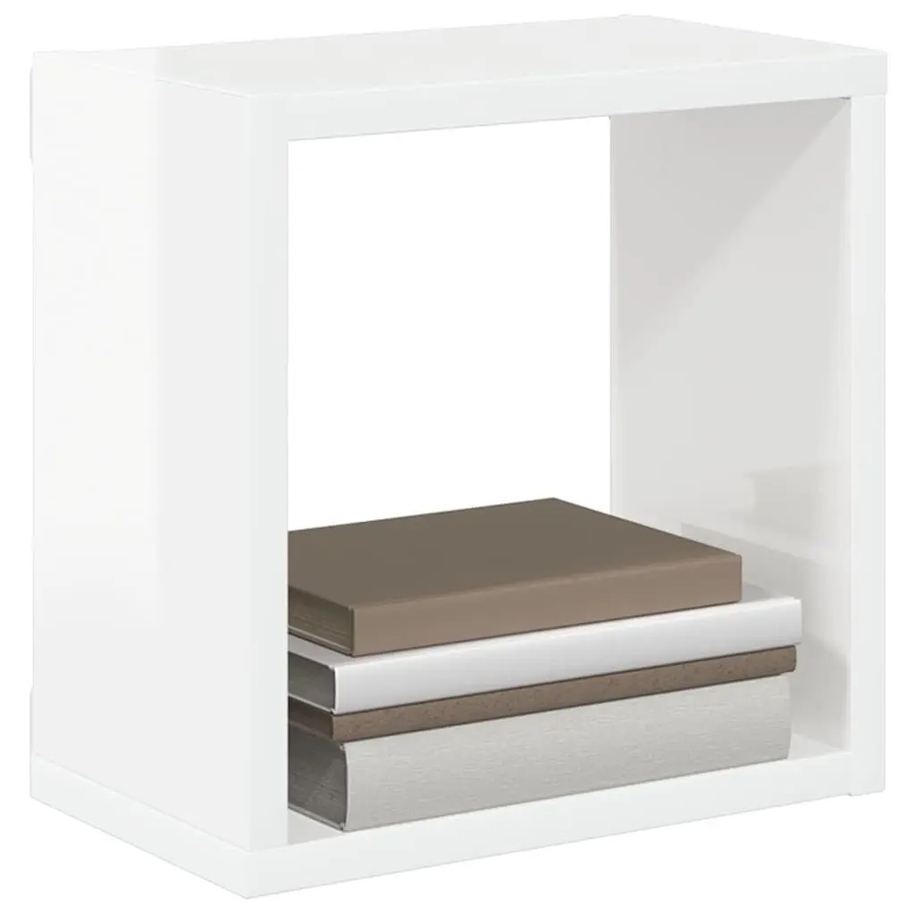 Wall Cube Shelves High Gloss White 4 Piece Set Floating Storage Display