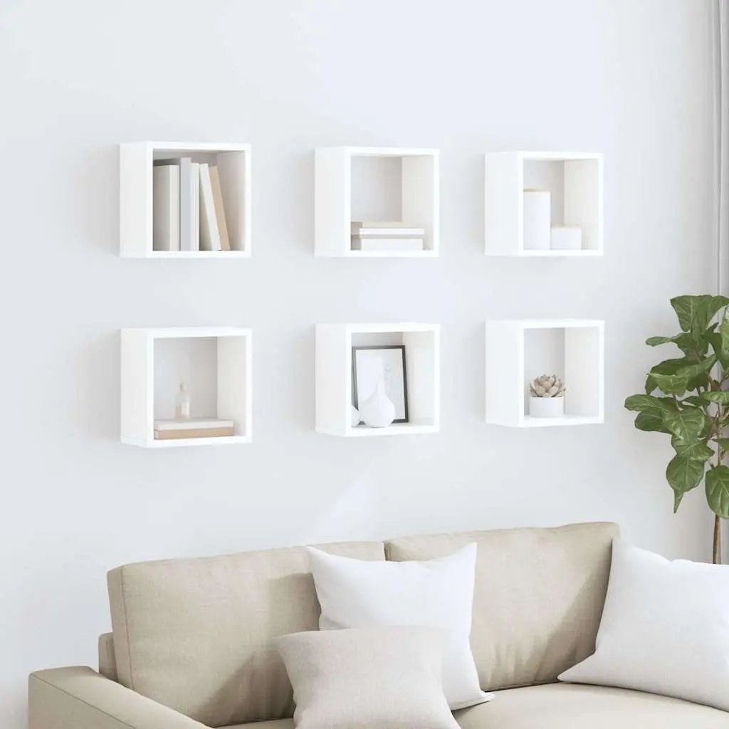 Wall Cube Shelves White 6 Piece Floating Display Storage Home Decor
