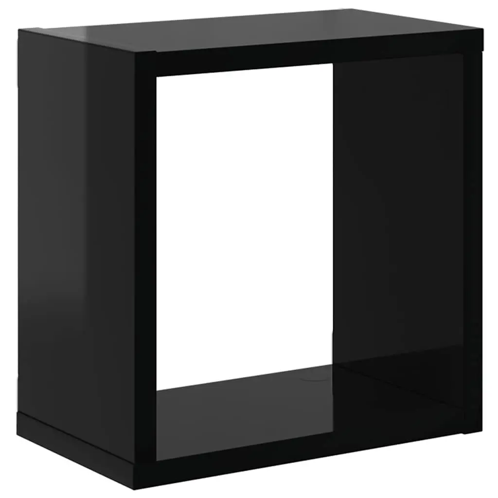 Wall Cube Shelves Black 2 Piece Floating Display Storage
