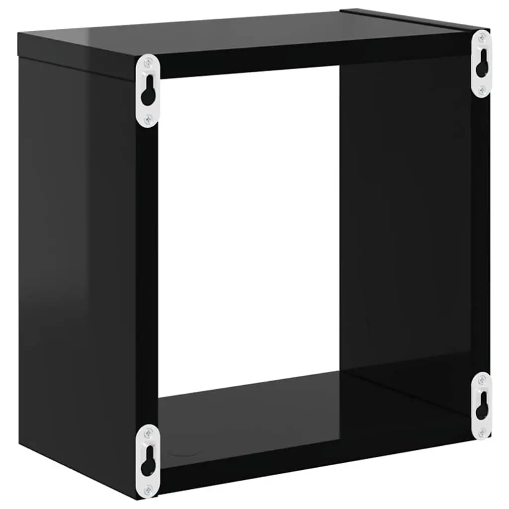 Wall Cube Shelves Black 2 Piece Floating Display Storage