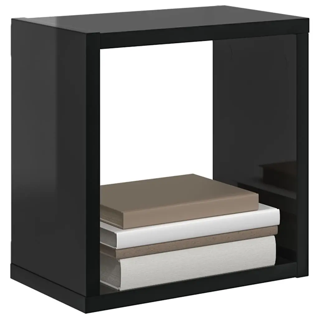 Wall Cube Shelves Black 2 Piece Floating Display Storage