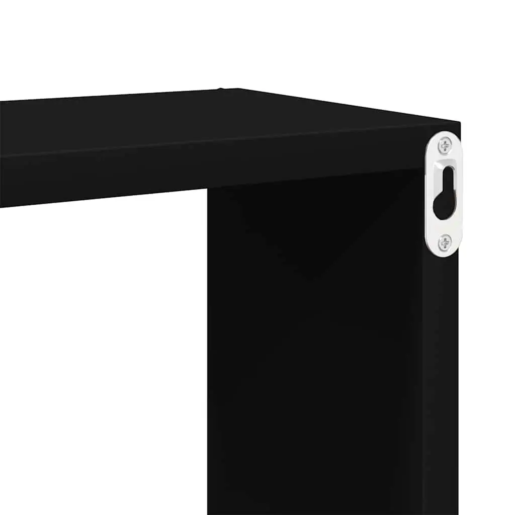 Wall Cube Shelves Black 22 x 15 x 22 cm Floating Storage Display 4 Piece