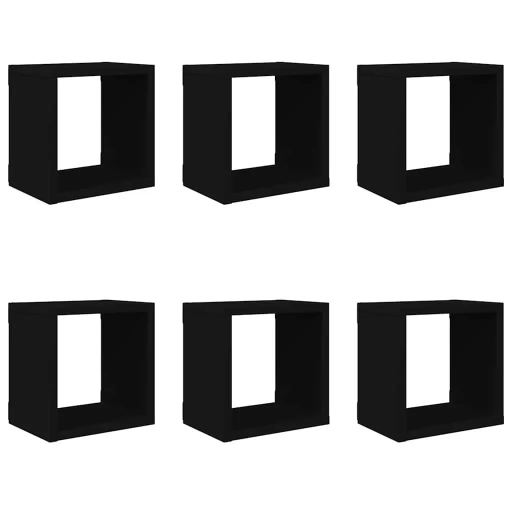 Wall Cube Shelves Black 6 Piece Floating Storage Display Organizer