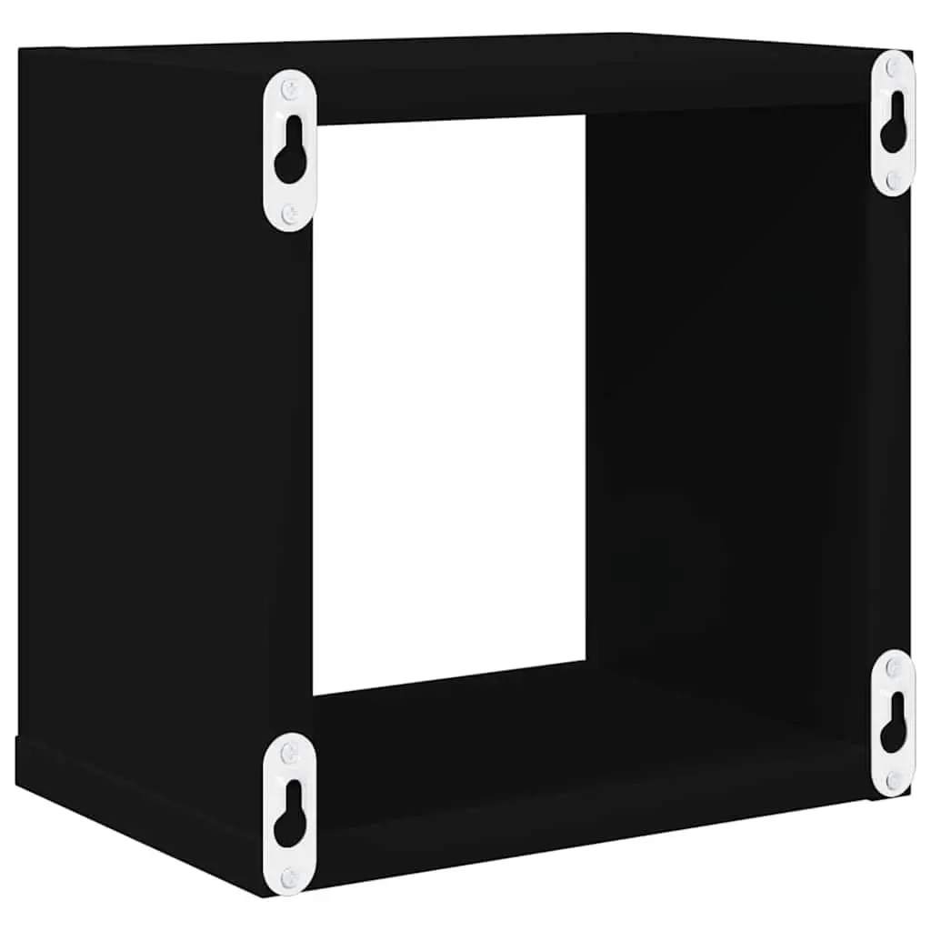 Wall Cube Shelves Black 6 Piece Floating Storage Display Organizer