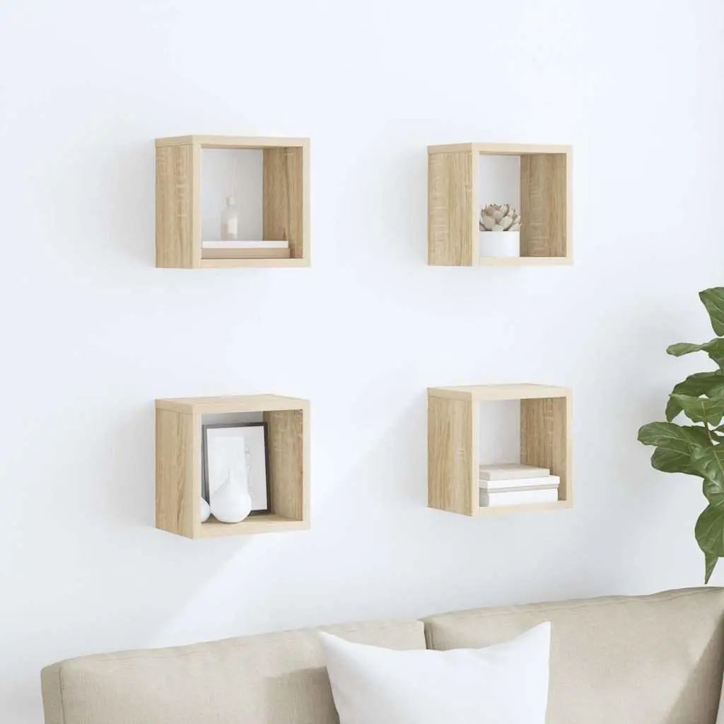 Wall Cube Shelves Brown 4 Piece Floating Storage Display Home Decor