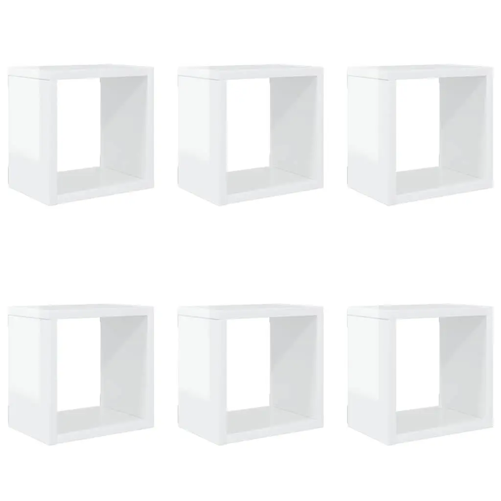 Wall Cube Shelves White 22x15x22cm Set 6 Piece Floating Storage Display Organiser Home Decor