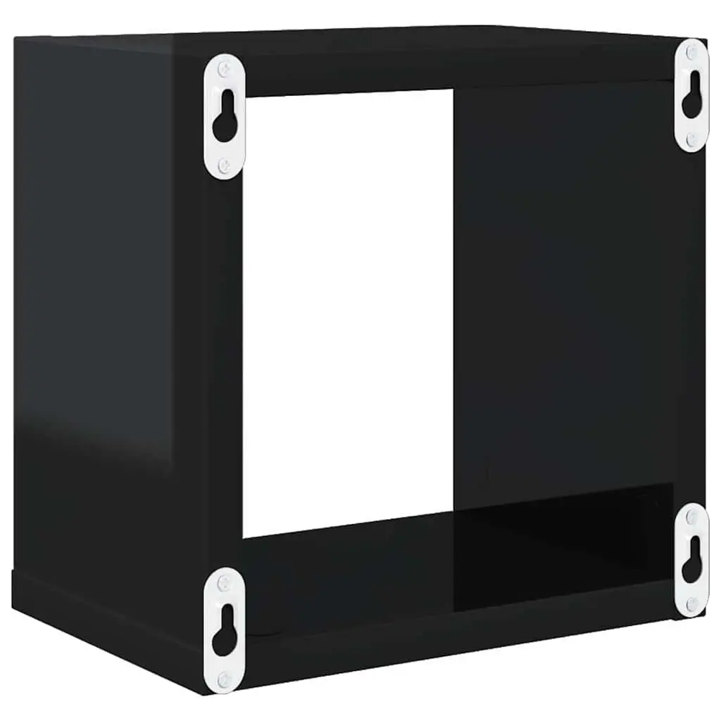 Wall Cube Shelves Black 22x15x22cm Floating Storage Display 4 Piece Set