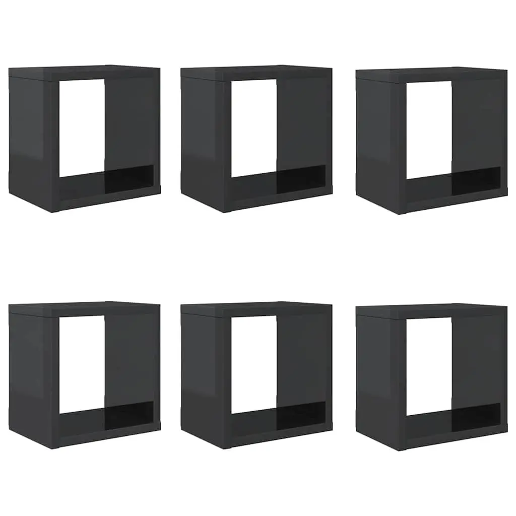 Wall Cube Shelves Grey 6 Piece Set Floating Storage Display Home Decor