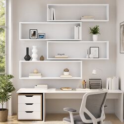 Wall Cube Shelves Set 4 pcs Display Storage Floating Shelving White Engineered