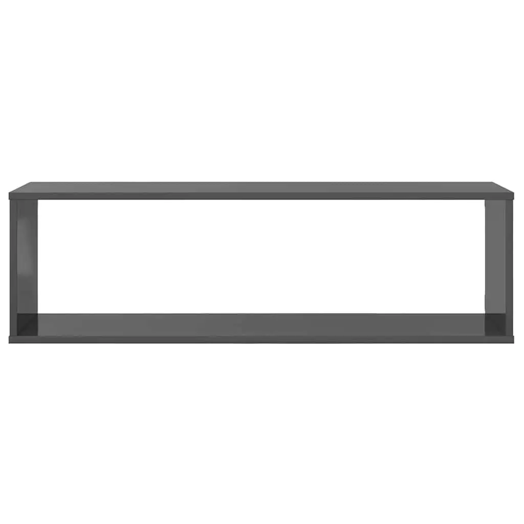 Grey Wall Cube Shelves 100x15x30cm 2 Piece Floating Shelving Unit for Display Storage