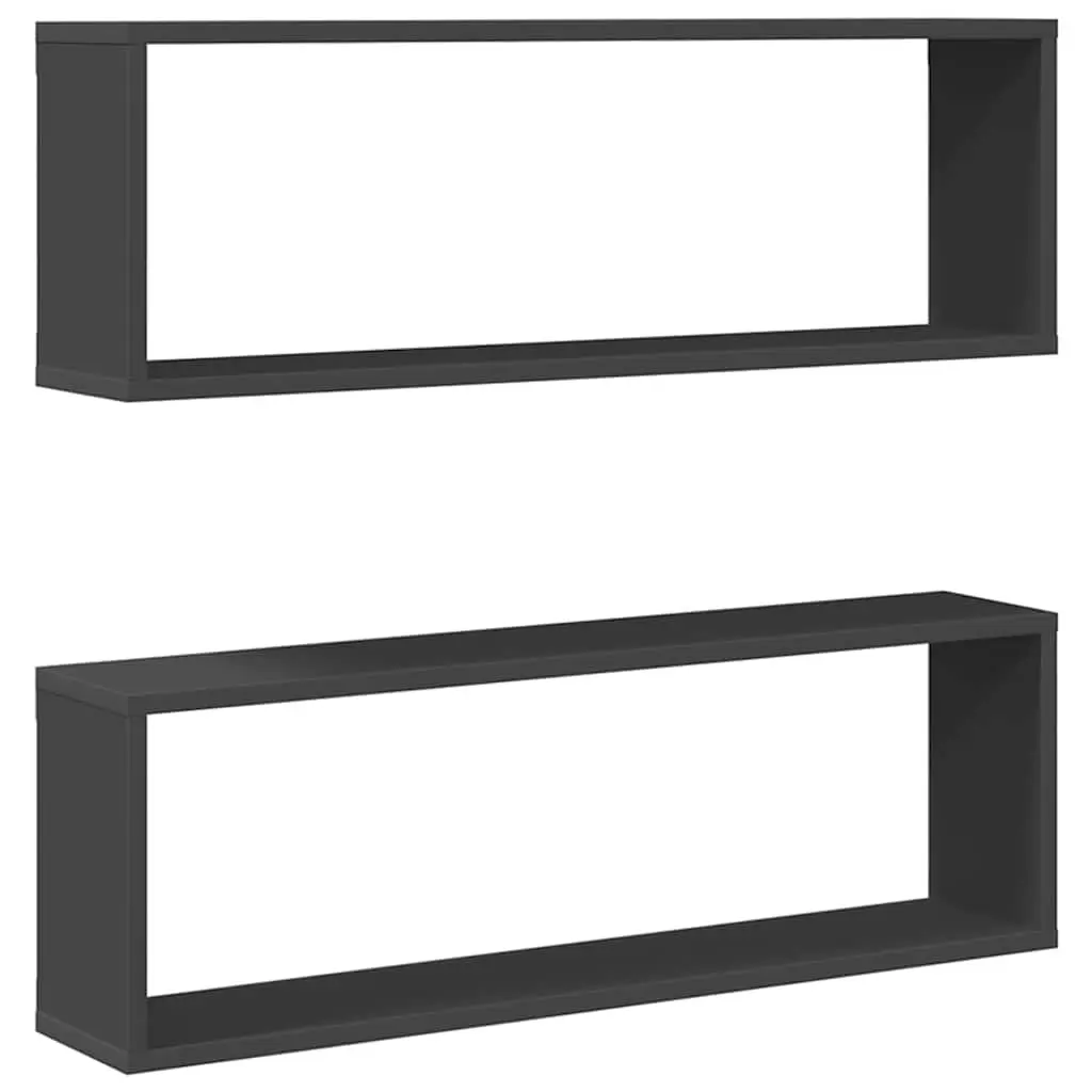 Cube Wall Shelves Grey 80x15x26.5 cm 2 Piece Floating Shelving Display Storage