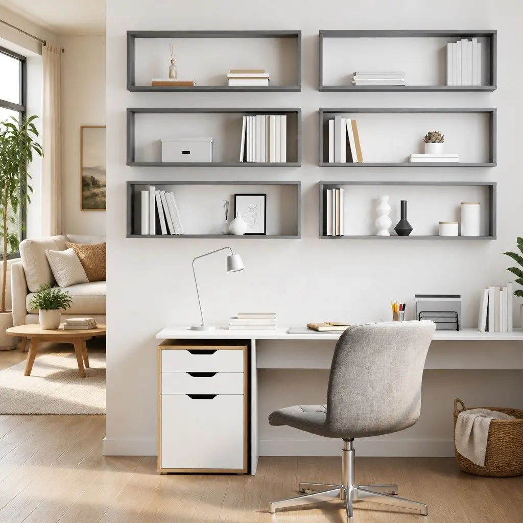 Wall Cube Shelves Grey 6 Piece Engineered Wood Display Storage Shelving Unit