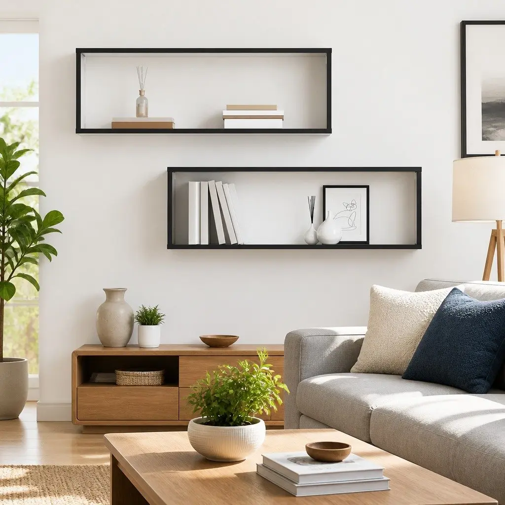 Wall Cube Shelves Grey 80 x 15 x 26.5 cm Display Storage Floating Shelving Unit
