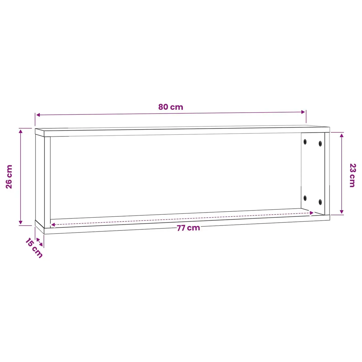 Wall Cube Shelves Grey 80 x 15 x 26.5 cm Display Storage Floating Shelving Unit