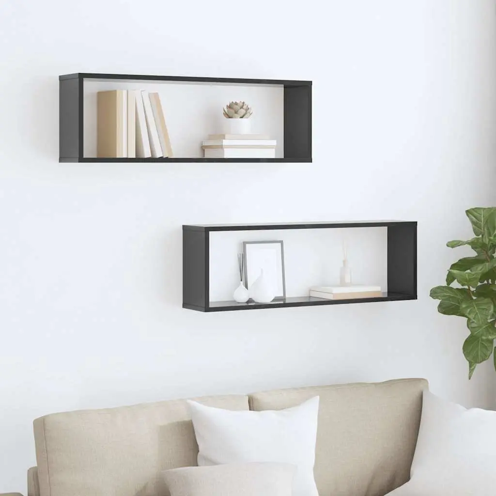 Wall Cube Shelves Grey 80 x 15 x 26.5 cm Display Storage Floating Shelving Unit