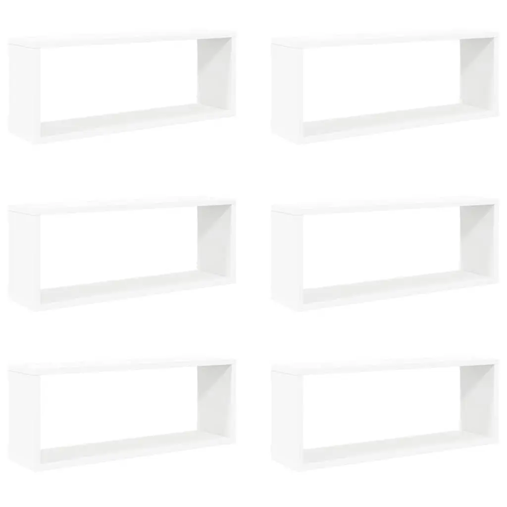 White Floating Cube Shelves 6 Piece Set Sturdy Storage Display Unit
