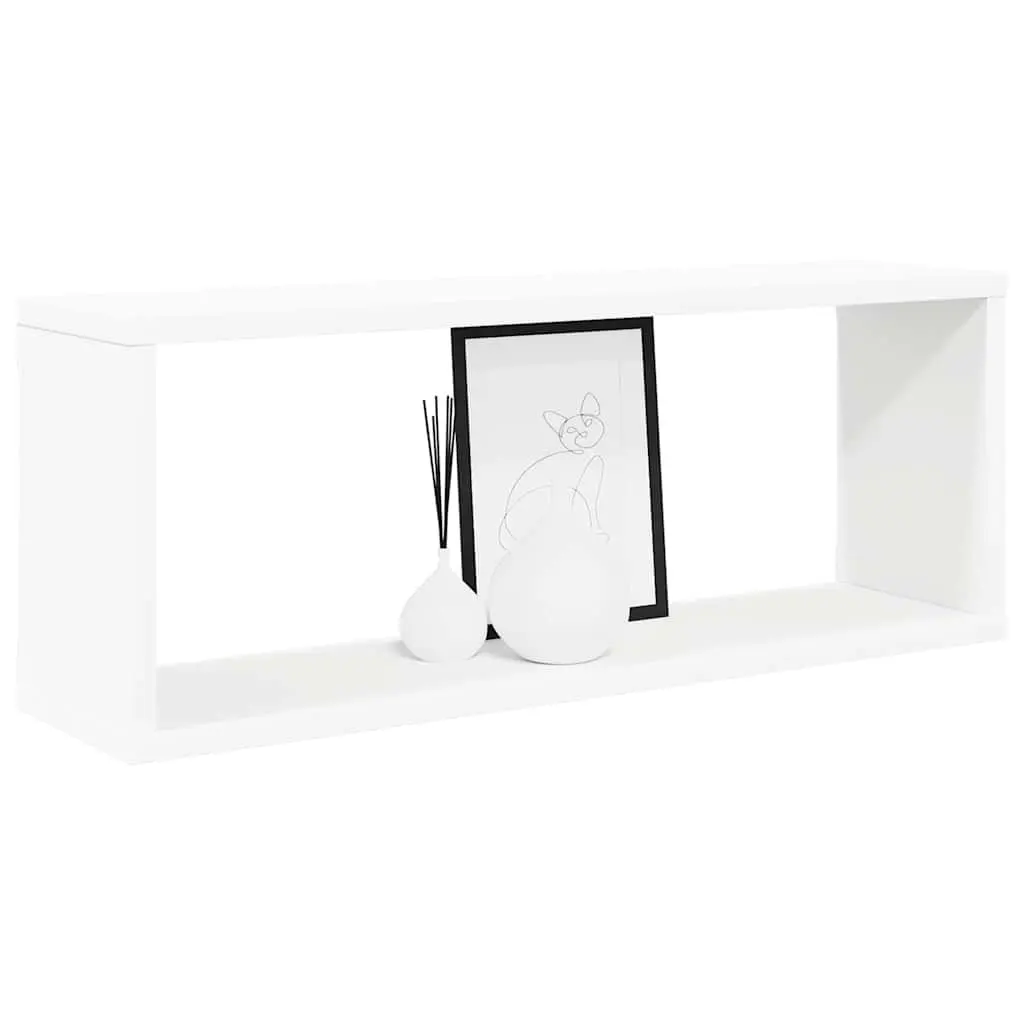 White Floating Cube Shelves 6 Piece Set Sturdy Storage Display Unit