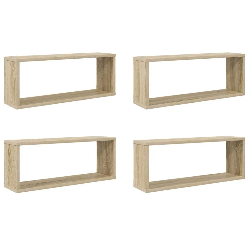 Wall Cube Shelves Brown 4 Piece Floating Storage Display Organiser
