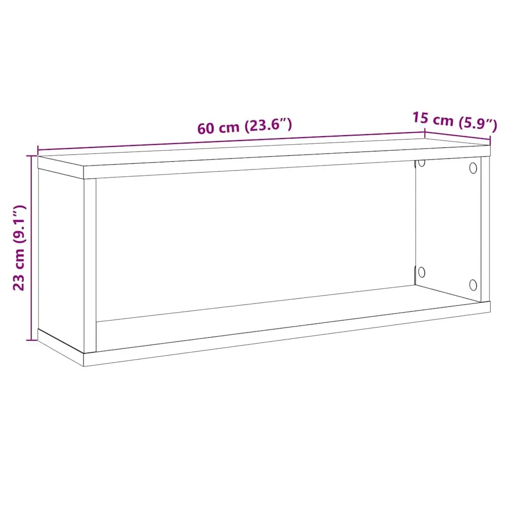 Wall Cube Shelves Brown 4 Piece Floating Storage Display Organiser