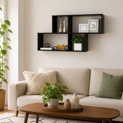 Black Floating Wall Shelf for Display
