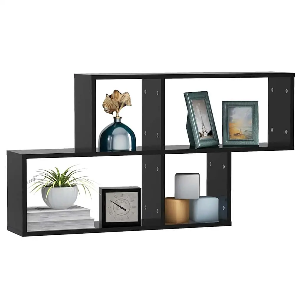 Wall Shelf Black 100x18x53cm Floating Display Storage Organizer