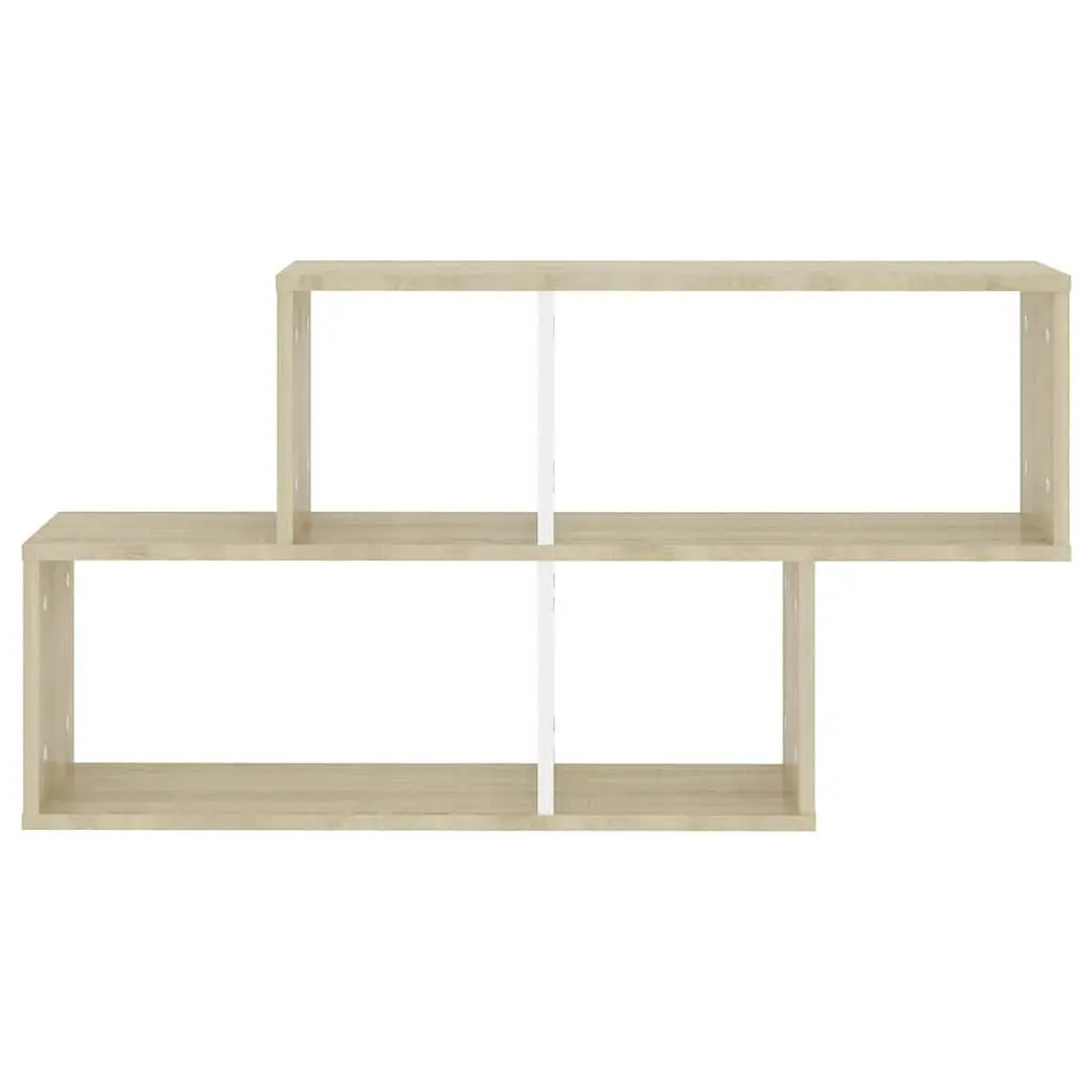 Wall Shelf White Sonoma Oak Engineered Wood Cube Display Storage Living Room